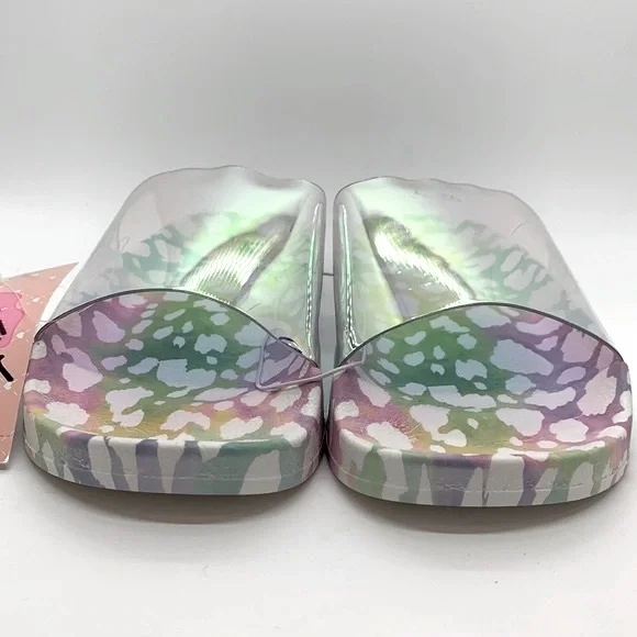Luv Betsey NEW Slides Slip-Ons Iridescent Clear Multi 7 Jelly Sandal Flip Flop - Picture 3 of 8
